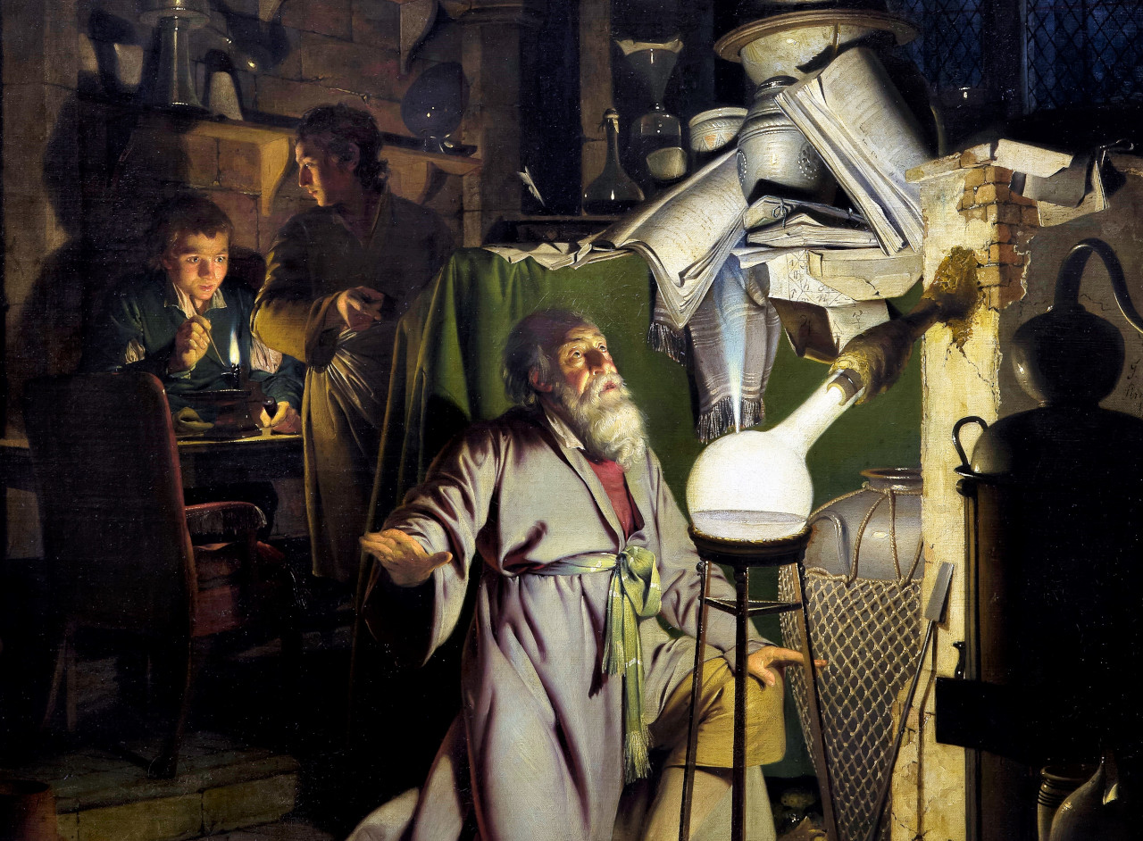 Bild: En alkemist upptäcker fosfor.